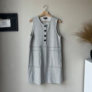ME+EM Dress Jacquard Knit Button Front Sleeveless 60s Style Minidress Size 8